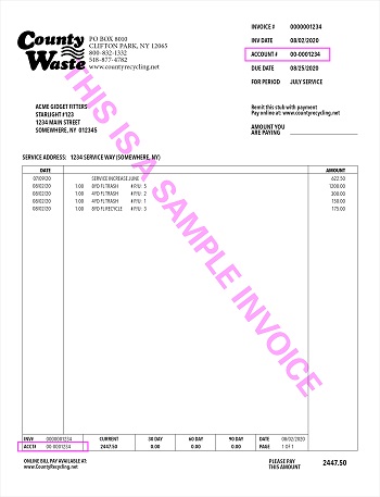 sample invoices gfl invoice waste number account where