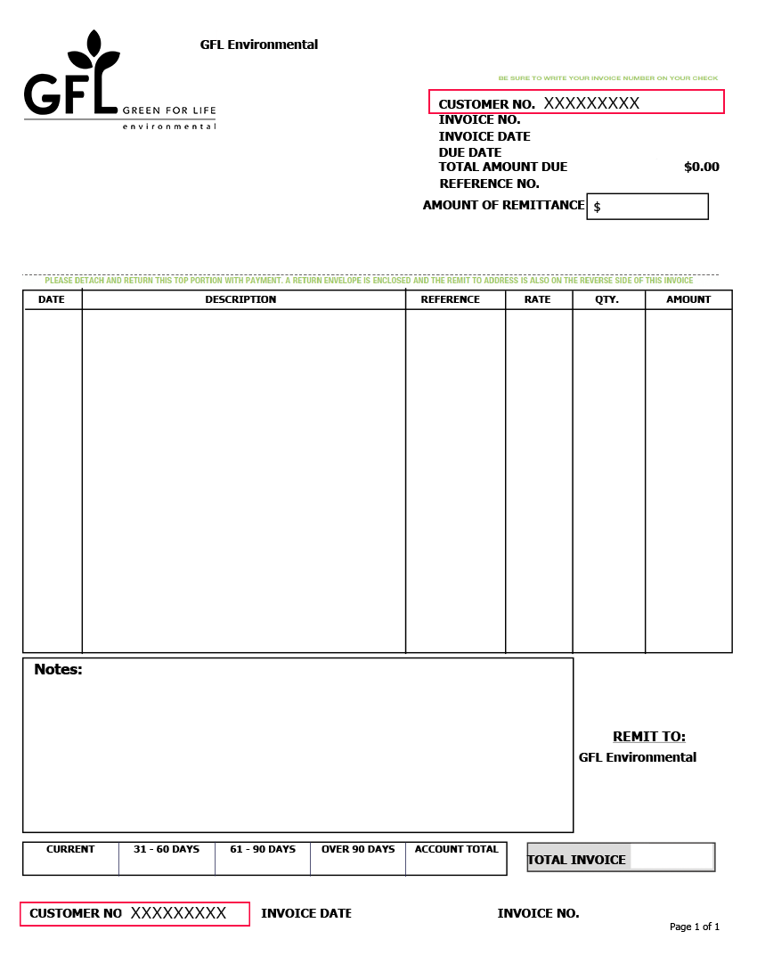 Sample Invoice for Peoria Disposal Customers
