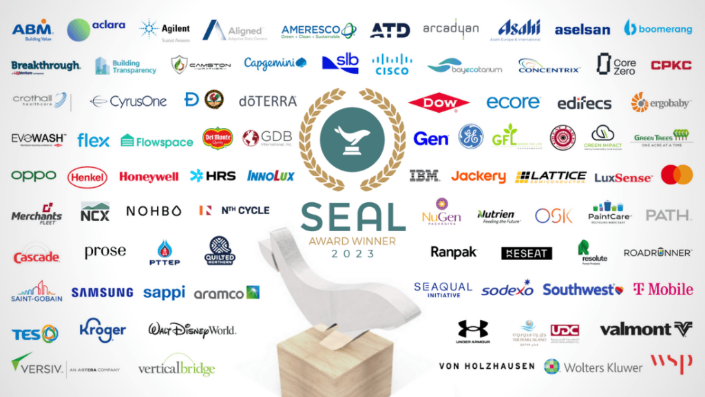 Graphic of all the businesses that have won a SEAL Award in 2023. 